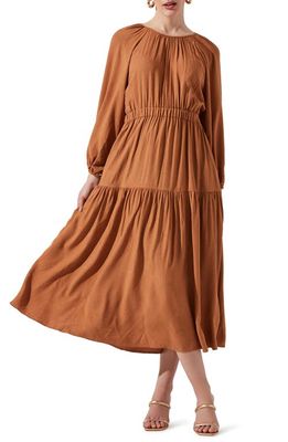 ASTR the Label Cutout Long Sleeve Midi Dress in Rust