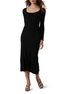 ASTR the Label Cutout Long Sleeve Midi Sweater Dress in Black