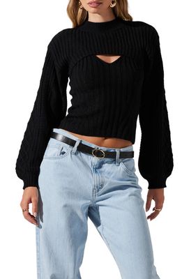ASTR the Label Cutout Mock Neck Sweater in Black