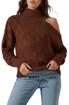 ASTR the Label Cutout Turtleneck Sweater in Brown