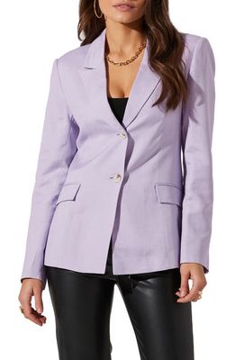 ASTR the Label Fitted Linen Blend Blazer in Lilac