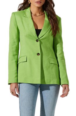 ASTR the Label Fitted Linen Blend Blazer in Lime