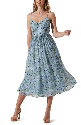 ASTR the Label Floral Print Pleated Dress in Blue Floral