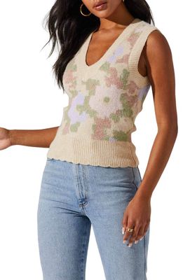 ASTR the Label Floral Sweater Vest in Lilac Mauve Floral