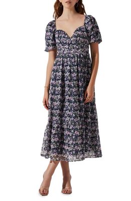 ASTR the Label Floral Sweetheart Neck Dress in Purple Multi Floral