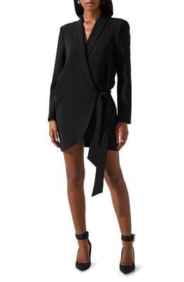 ASTR the Label Graciela Cutout Long Sleeve Wrap Blazer Minidress in Black
