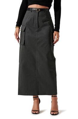 ASTR the Label High Waist Cargo Maxi Skirt in Charcoal