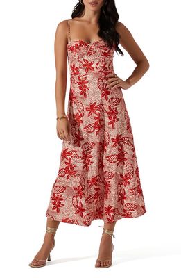 ASTR the Label Josiane Botanical Print Strappy Back Dress in Red Floral