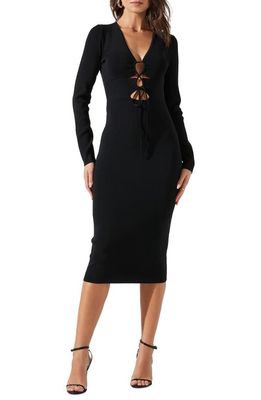 ASTR the Label Jovie Cutout Long Sleeve Body-Con Dress in Black