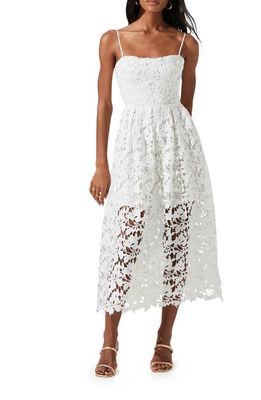 ASTR the Label Joyce Linen Blend Lace Midi Dress in White