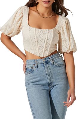 ASTR the Label Lace Corset Crop Top in Cream