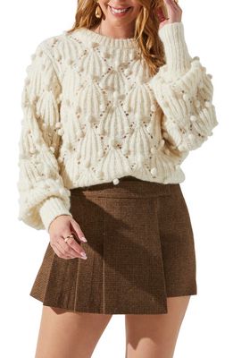 ASTR the Label Lexi Pointelle Pom Sweater in Cream