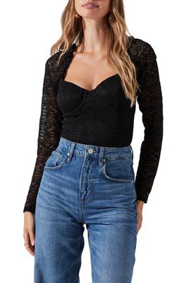 ASTR the Label Long Sleeve Lace Bustier Top in Black