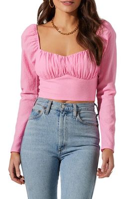 ASTR the Label Long Sleeve Sweetheart Neck Crop Top in Pink