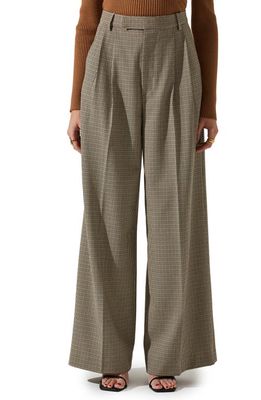 ASTR the Label Milani Mini Houndstooth High Waist Wide Leg Pants in Black Brown Multi