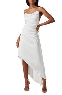 ASTR the Label Mirie Asymmetric Satin Dress in Off White