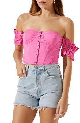 ASTR the Label Off the Shoulder Ruffle Sleeve Crop Top in Pink