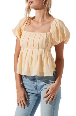 ASTR the Label Pleated Tie Back Peplum Top in Yellow