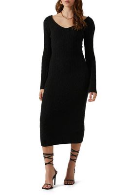ASTR the Label Regina Cutout Long Sleeve Midi Sweater Dress in Black