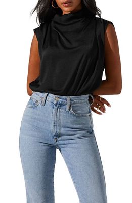 ASTR the Label Rumpled Satin Sleeveless Top in Black