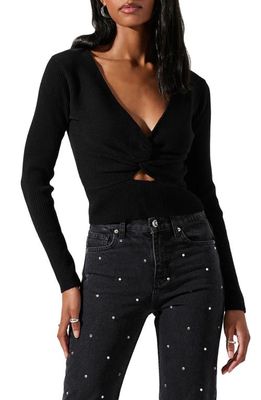 ASTR the Label Rylee Twist Front Rib Sweater in Black