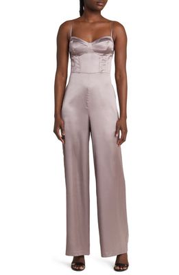 ASTR the Label Satin Bustier Jumpsuit in Pewter