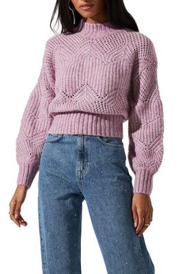 ASTR the Label Serenity Balloon Sleeve Pointelle Sweater in Lilac