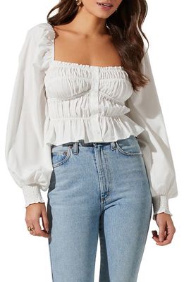ASTR the Label Smocked Square Neck Crop Top in White