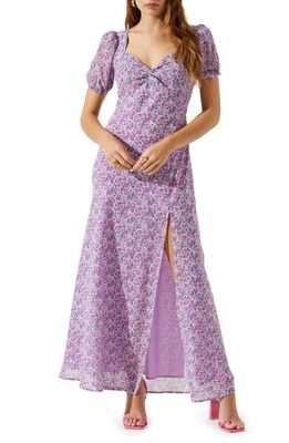 ASTR the Label Sweetheart Neck Maxi Dress in Pink Purple Blue Ditzy
