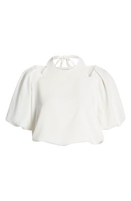 ASTR the Label Tie Neck Cutout Crop Top in White