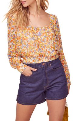 ASTR the Label Willa Floral Blouse in Tangerine Multi Floral