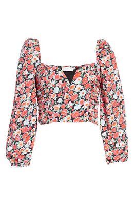 ASTR the Label Wire Print Long Sleeve Blouse in Black Red Floral