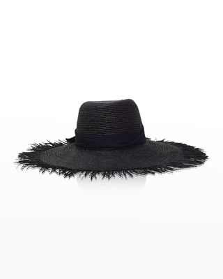 Astrid Frayed Large-Brim Panama Hat