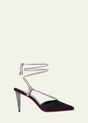 Astrid Suede Ankle-Wrap Red Sole Pumps