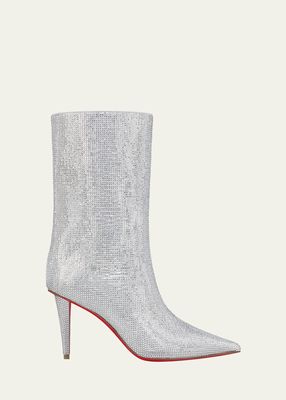 Astrilarge Strass Red Sole Stiletto Booties