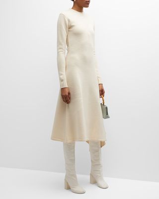 Asymmetric Handkerchief Midi Sweater Dress