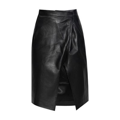Asymmetric leather skirt