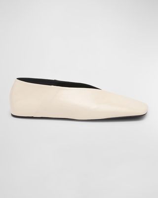 Asymmetrical Bicolor Leather Ballerina Flats