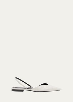 Asymmetrical Croco Slingback Ballerina Flats
