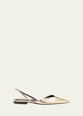 Asymmetrical Metallic Slingback Ballerina Flats