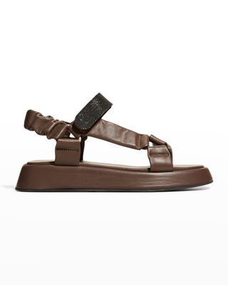 Asymmetrical Monili Grip Leather Sandals