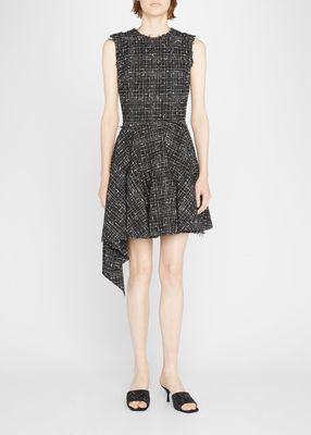 Asymmetrical Tweed Mini Dress