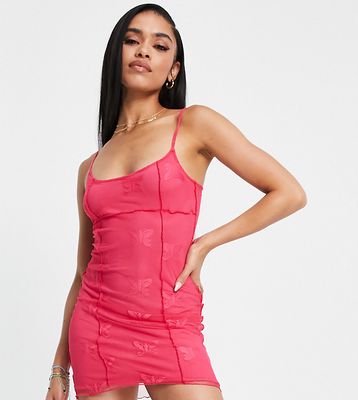 ASYOU butterfly mesh exposed seam cami dress in pink