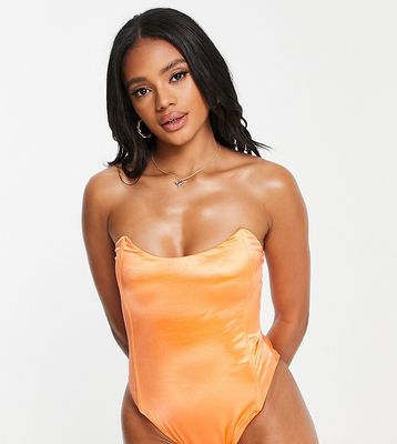 ASYOU diamante trim sweetheart corset swimsuit in orange