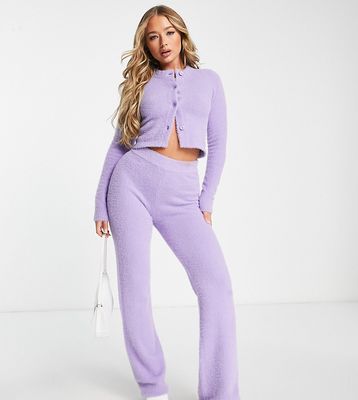 ASYOU knit eyelash slim pants in lilac - part of a set-Purple
