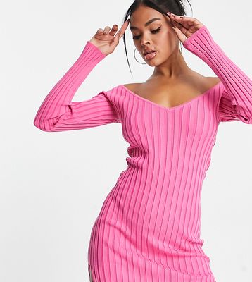 ASYOU knit off the shoulder dress in pink