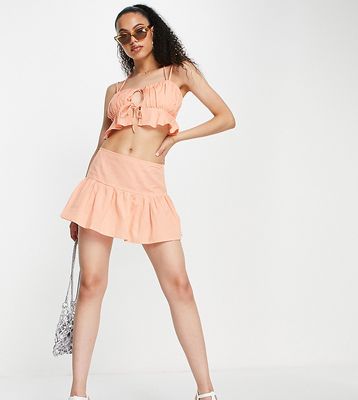 ASYOU lace-up skirt in peach - part of a set-Orange