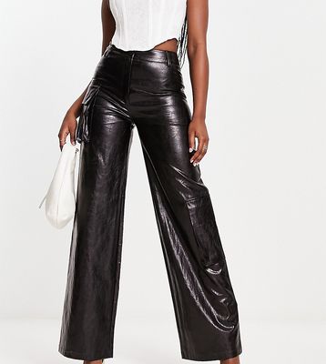ASYOU liquid PU cargo pants in black