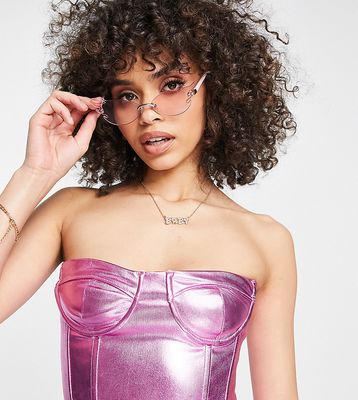 ASYOU metallic bust cup corset in pink