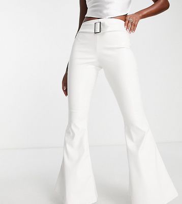 ASYOU PU belted flare pants in white